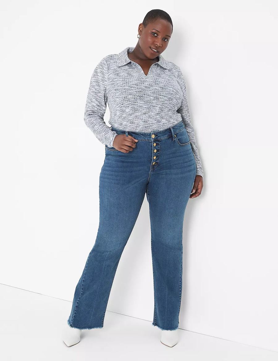 Lane Bryant Seven7 High-Rise Flare With Raw Hem Jeans Donna Blu | CMF163TU