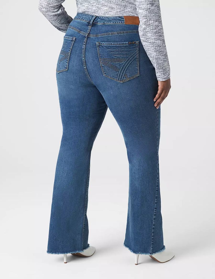 Lane Bryant Seven7 High-Rise Flare With Raw Hem Jeans Donna Blu | CMF163TU