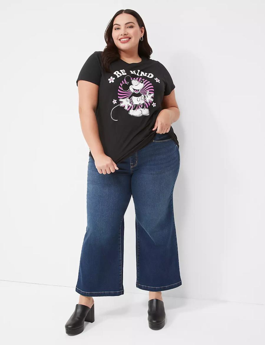 Lane Bryant Seven7 Pull-On Weekender Cropped With Embellished Pockets Jeans Donna Blu Scuro | YBU799PH