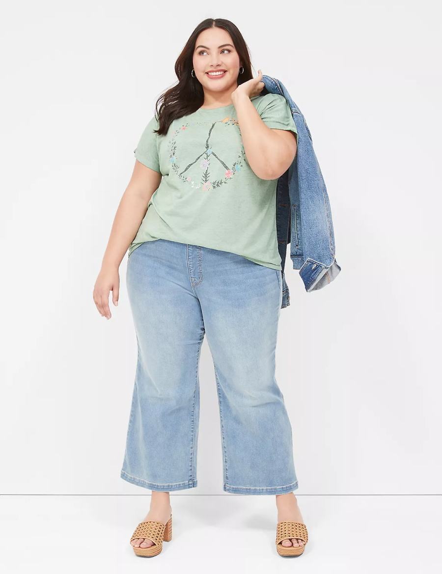 Lane Bryant Seven7 Pull-On Weekender Cropped Jeans Donna Blu | PDH2853QB