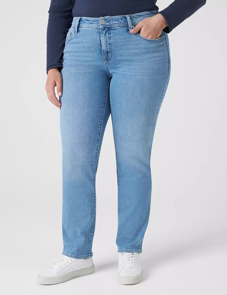 Lane Bryant Seven7 Straight With Back Pocket Embroidery Jeans Donna Blu Chiaro | DFJ9863OW