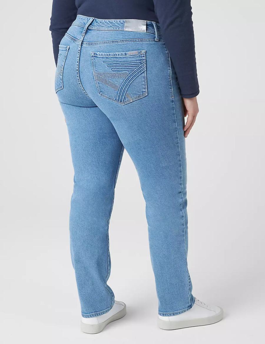 Lane Bryant Seven7 Straight With Back Pocket Embroidery Jeans Donna Blu Chiaro | DFJ9863OW