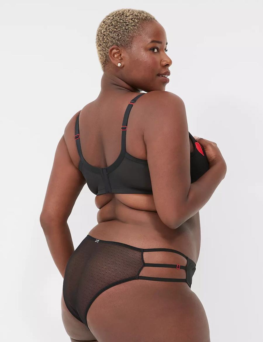 Lane Bryant Sheer Heart Tanga Slip Donna Nere | ILO863GZ