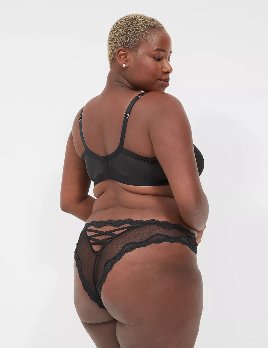 Lane Bryant Sheer Mesh Tanga Slip Donna Nere | VHW1137DA