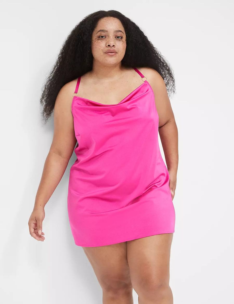 Lane Bryant Shimmer Cowlneck Slip Vestito Donna Fucsia Scuro | VFE1950JC