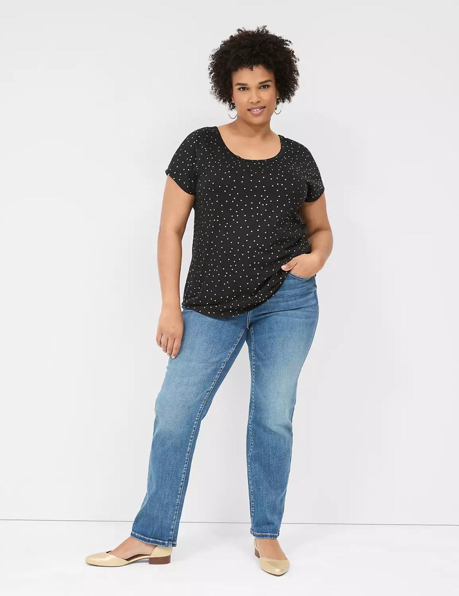 Lane Bryant Shimmer Foil Strappy-Back Tee Magliette Donna Nere | PQF898ME