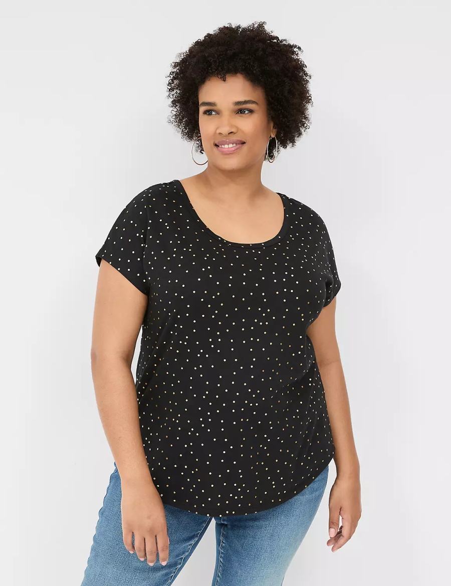 Lane Bryant Shimmer Foil Strappy-Back Tee Magliette Donna Nere | PQF898ME