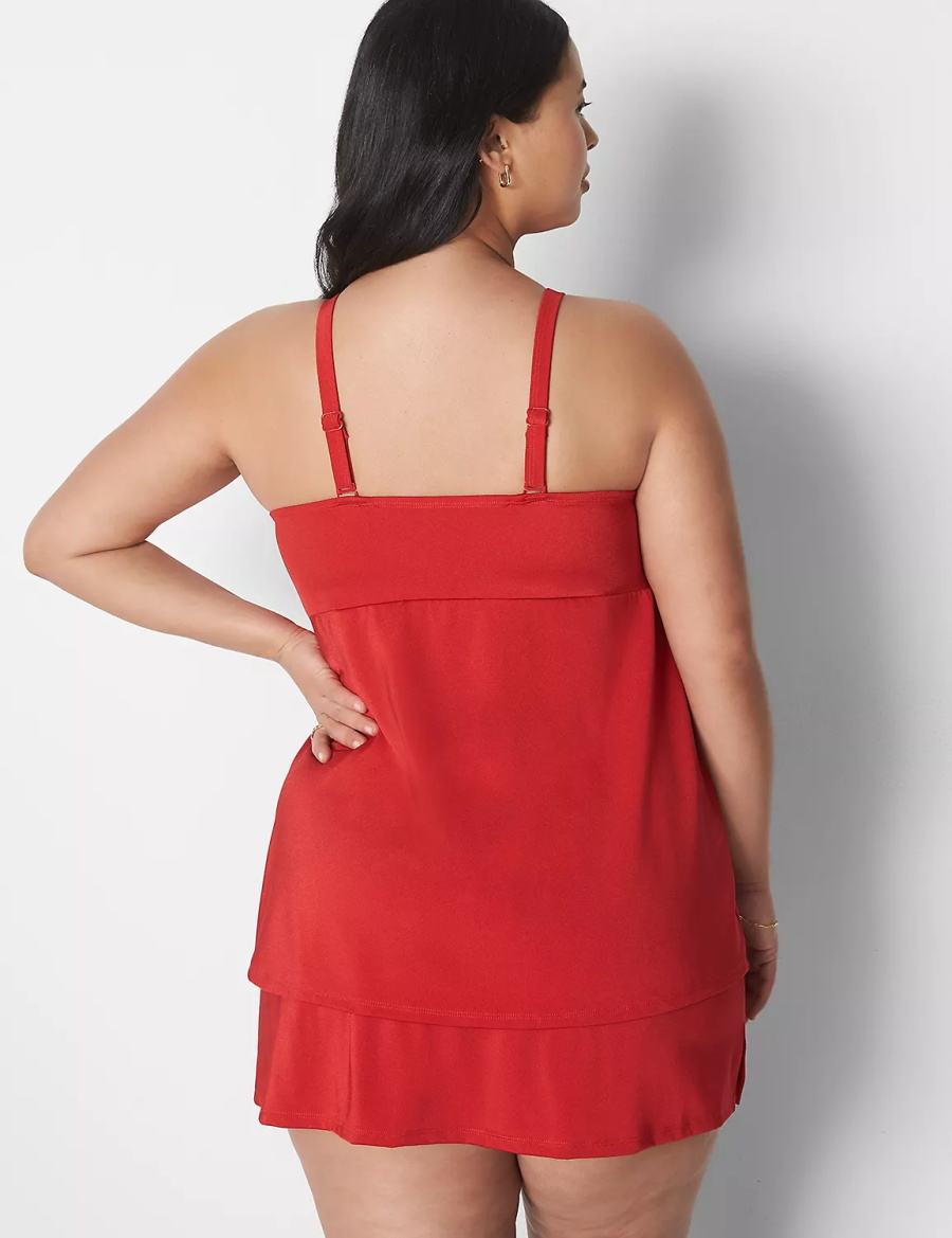 Lane Bryant Shimmer Slitted Swim Gonne Donna Rosse | OVY2980AN