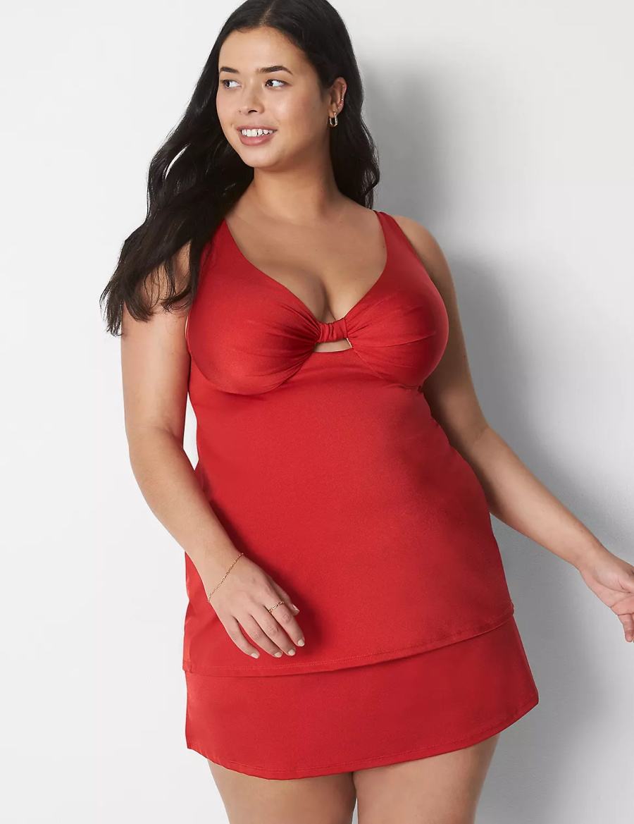 Lane Bryant Shimmer Slitted Swim Gonne Donna Rosse | OVY2980AN