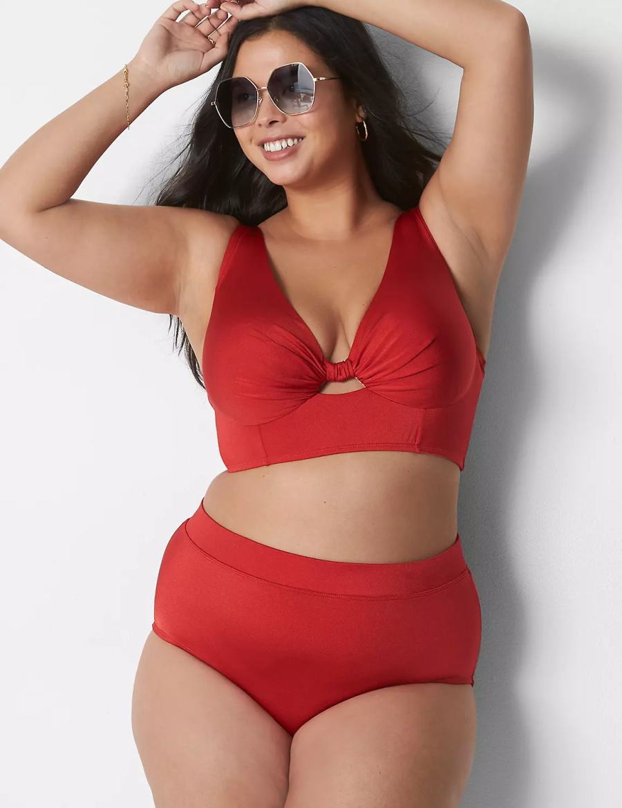 Lane Bryant Shimmer Swim Slip Donna Rosse | PAB38100OG