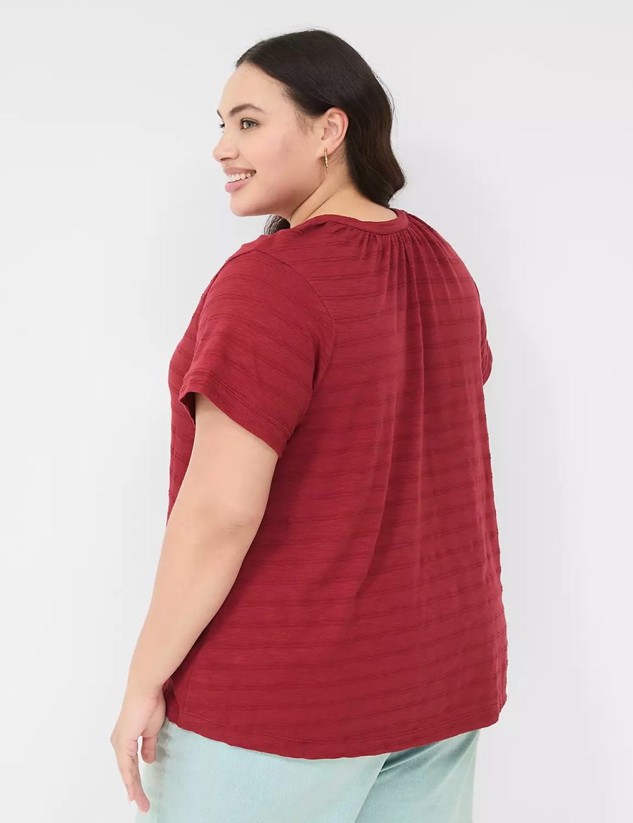 Lane Bryant Short-Sleeve Button-Down Top Magliette Donna Rosse Profondo | WAJ5890UQ