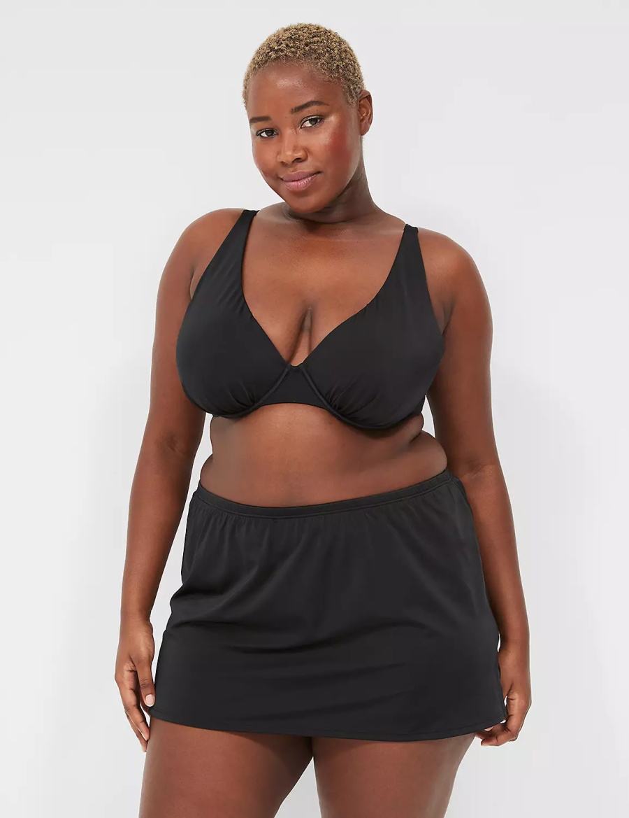 Lane Bryant Side Slit Swim Gonne Donna Nere | DOD9775UT