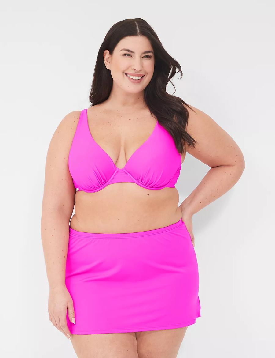 Lane Bryant Side Slit Swim Gonne Donna Rosa | MEW9621WD