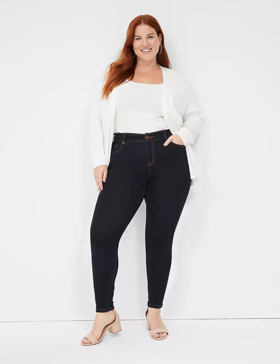 Lane Bryant Signature Fit Sateen Skinny Jeans Donna Blu Scuro | AYZ660RG