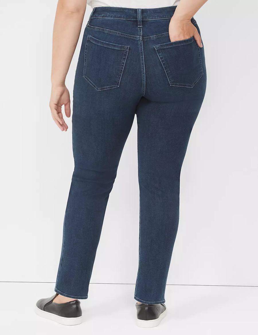 Lane Bryant Signature Fit Straight - Everyday Dark Wash Jeans Donna Blu Scuro | FEJ4544LQ