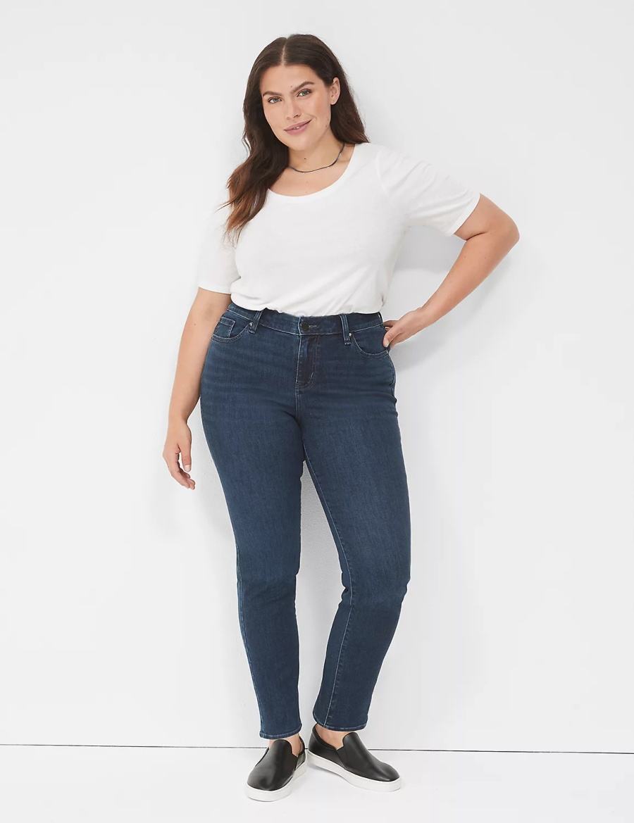 Lane Bryant Signature Fit Straight - Everyday Dark Wash Jeans Donna Blu Scuro | FEJ4544LQ