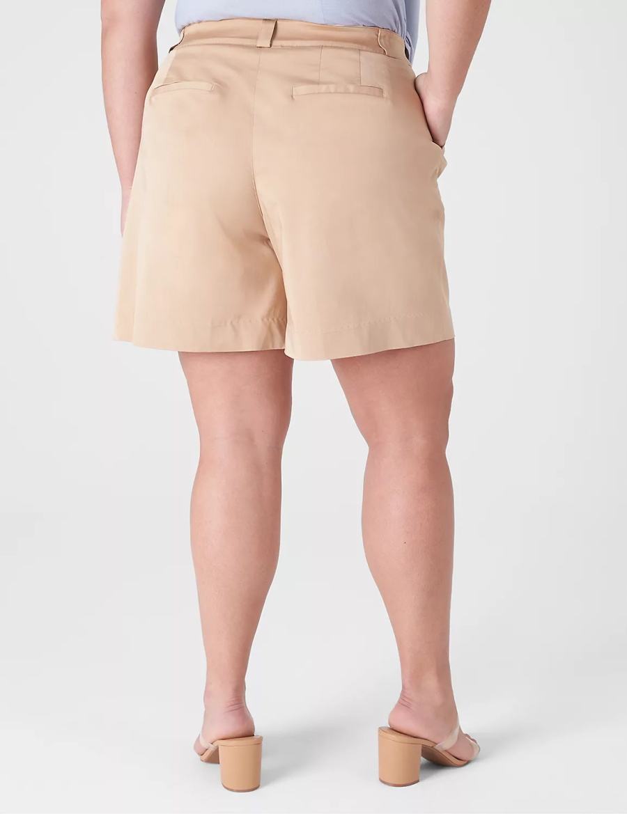 Lane Bryant Silky Chino City Pantaloncini Donna Beige | FRT5527GP