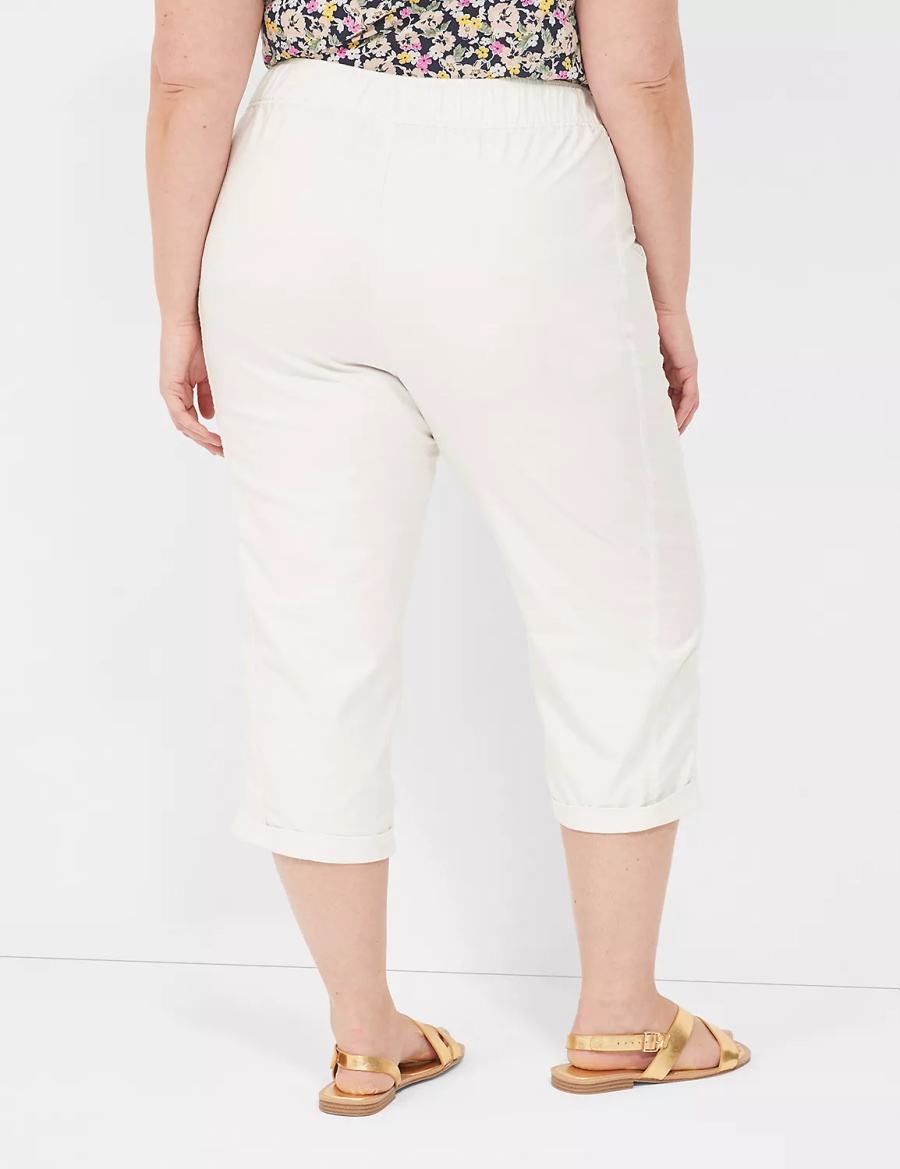 Lane Bryant Slub Pull-On Crop Pantaloni Donna Bianche Rosa | DME2657XY