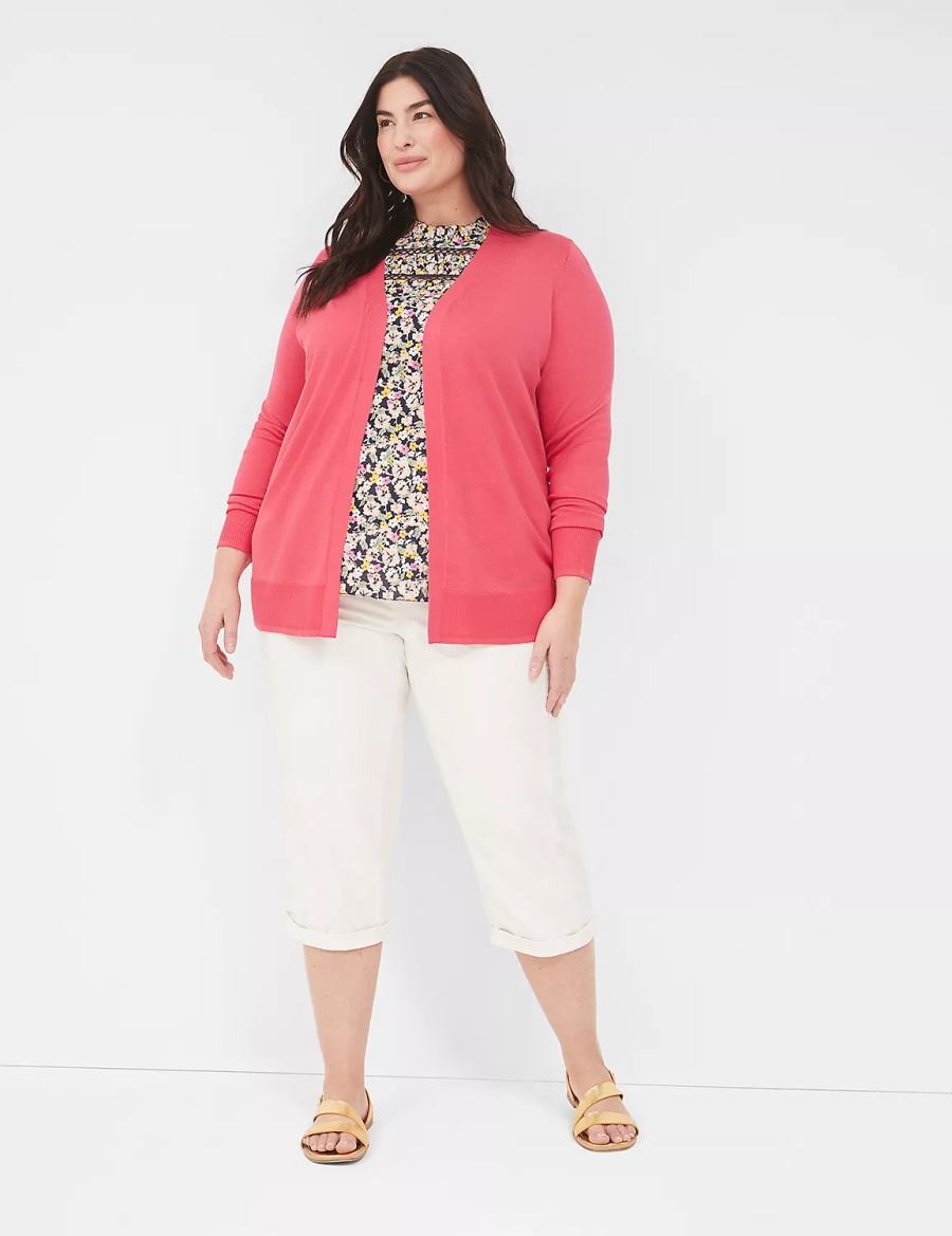 Lane Bryant Slub Pull-On Crop Pantaloni Donna Bianche Rosa | DME2657XY