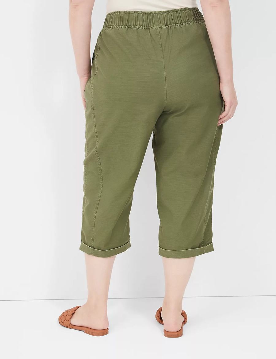 Lane Bryant Slub Pull-On Crop Pantaloni Donna Verdi | RLK8795VR