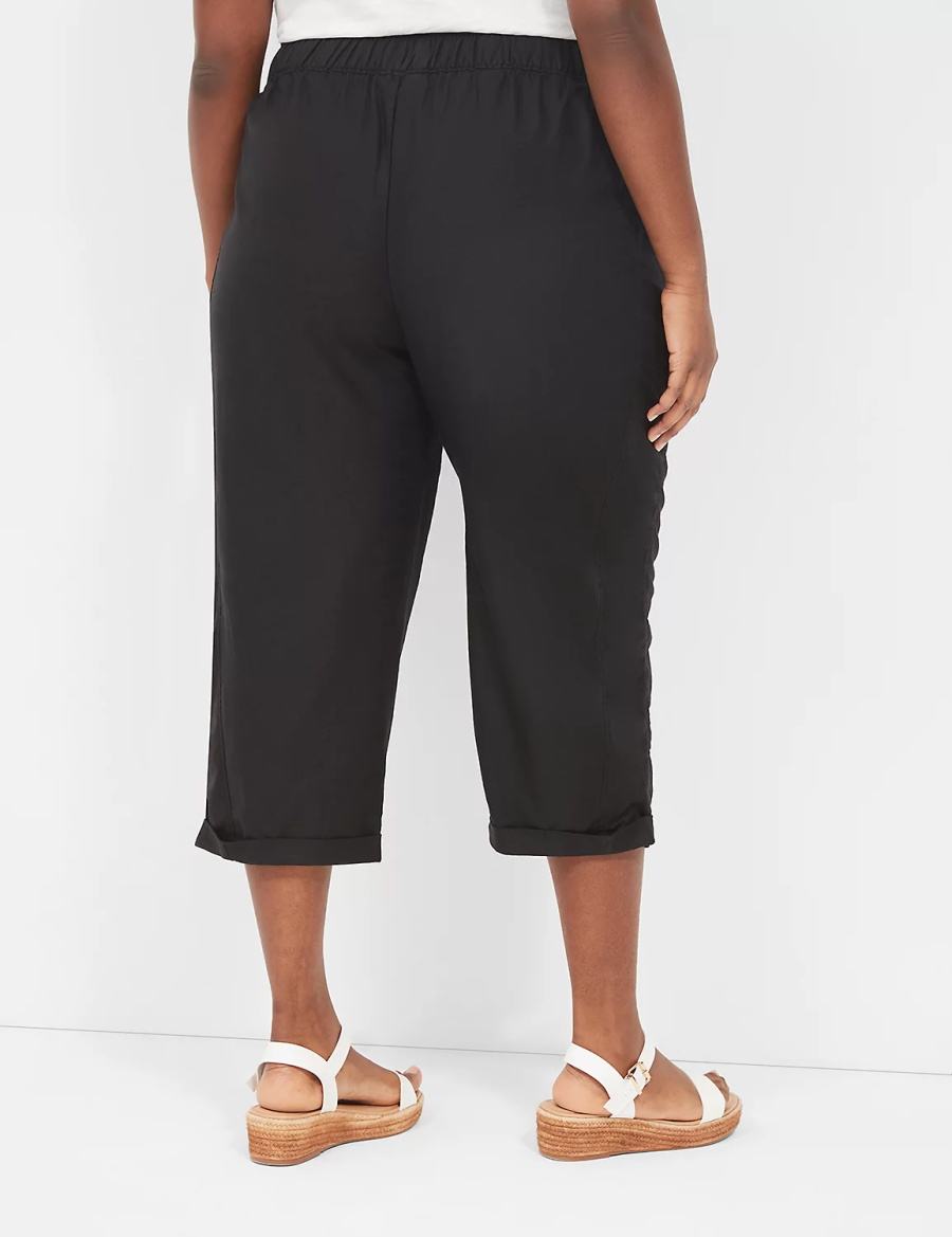 Lane Bryant Slub Pull-On Crop Pantaloni Donna Nere | HBR239NU