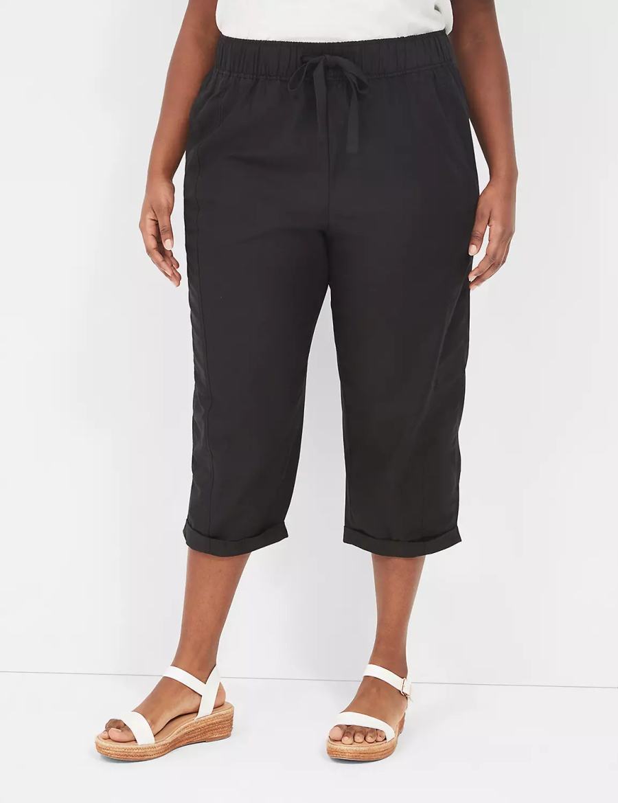 Lane Bryant Slub Pull-On Crop Pantaloni Donna Nere | HBR239NU