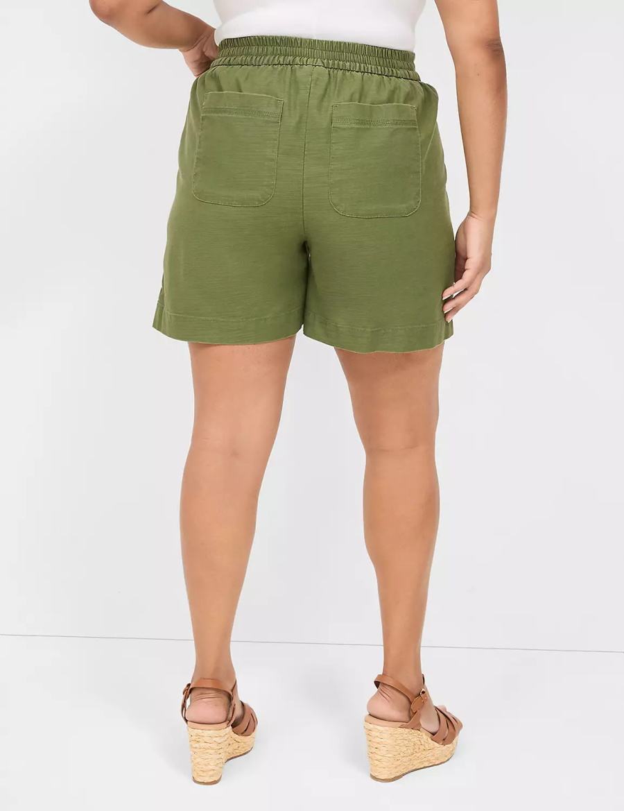 Lane Bryant Slub Pull-On Pantaloncini Donna Verdi | HRT8653HL