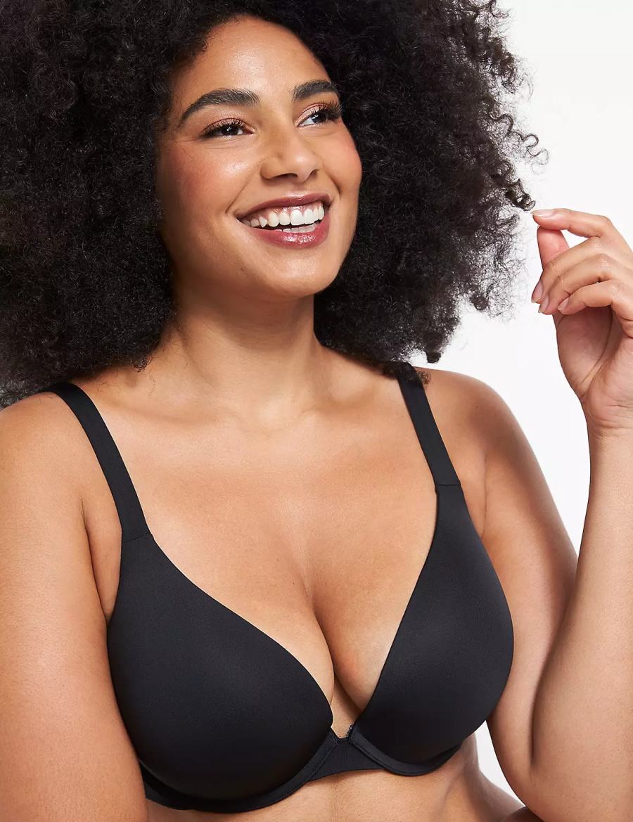 Lane Bryant Smooth Boost Plunge Bralette Donna Nere | TAS5692OS