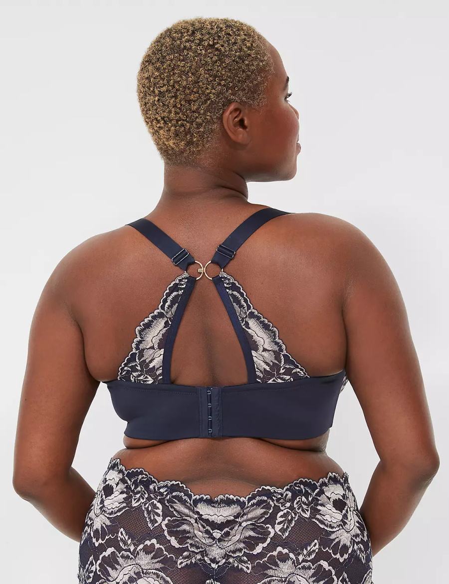 Lane Bryant Smooth Lightly Lined Full Coverage With Lace Bralette Donna Blu | QJX4482MR