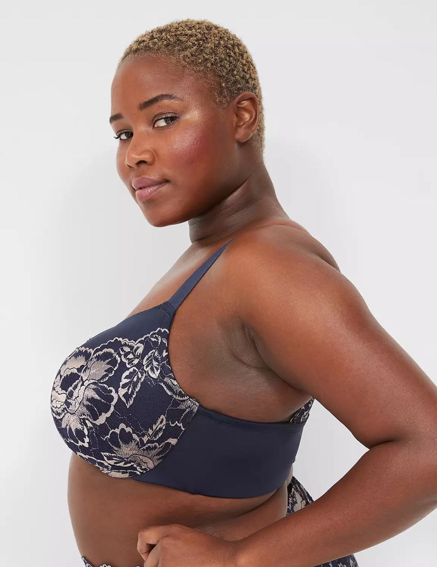 Lane Bryant Smooth Lightly Lined Full Coverage With Lace Bralette Donna Blu | QJX4482MR