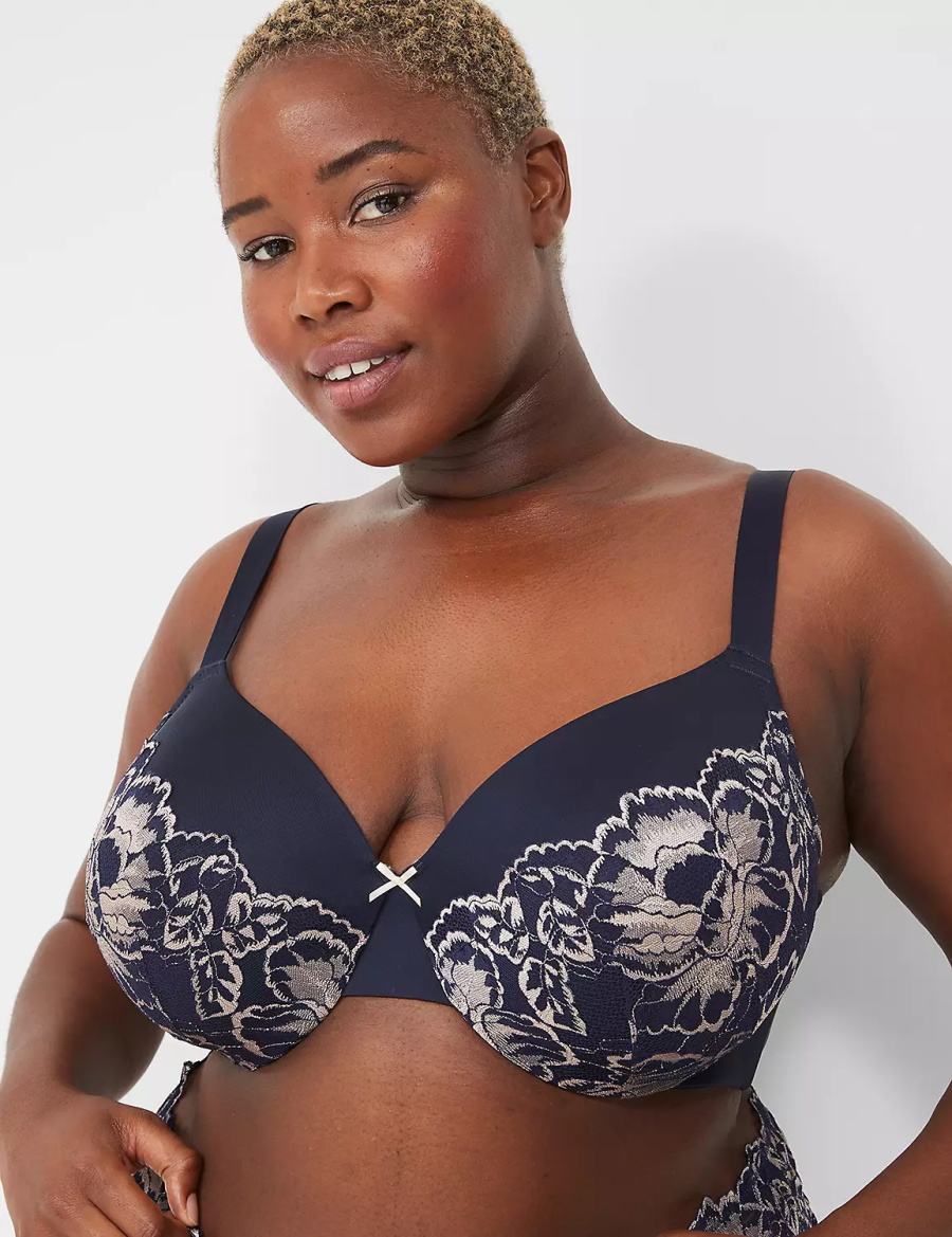 Lane Bryant Smooth Lightly Lined Full Coverage With Lace Bralette Donna Blu | QJX4482MR