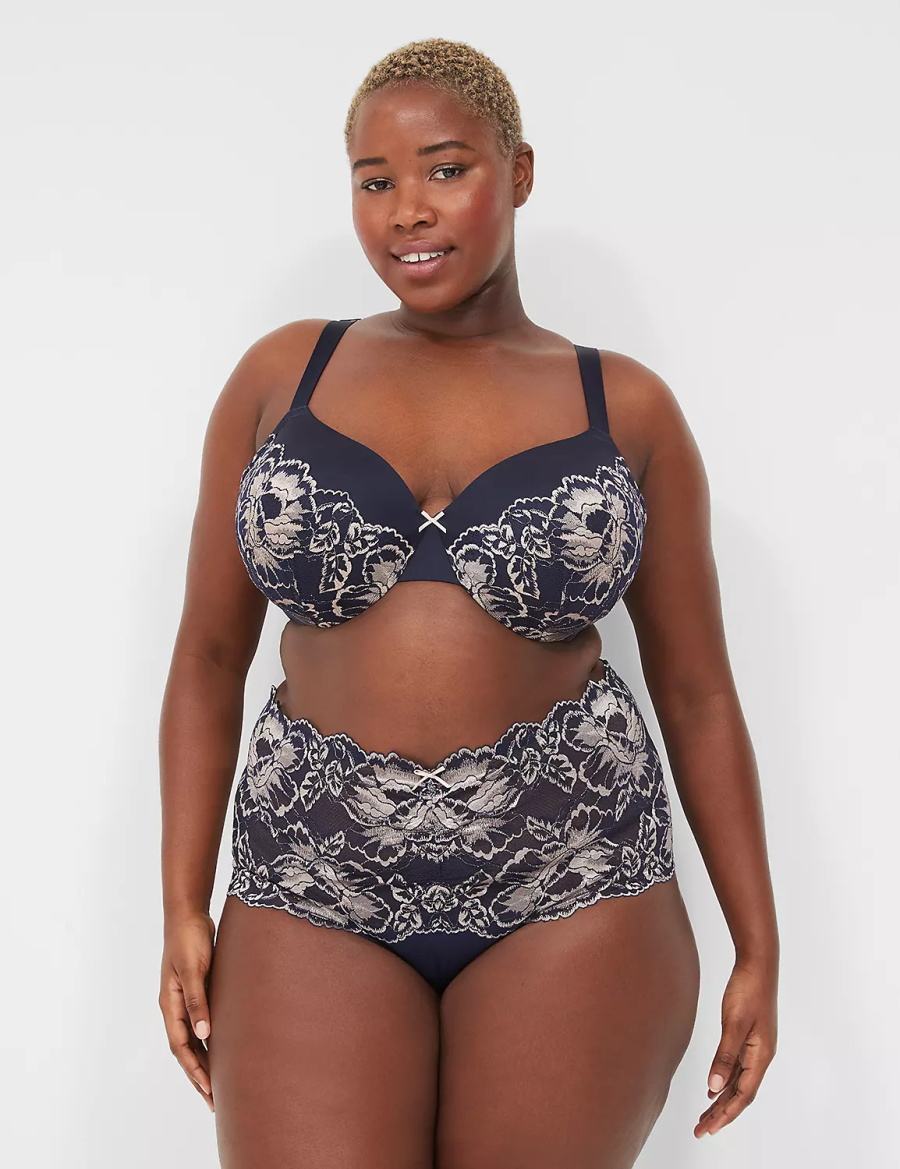 Lane Bryant Smooth Lightly Lined Full Coverage With Lace Bralette Donna Blu | QJX4482MR