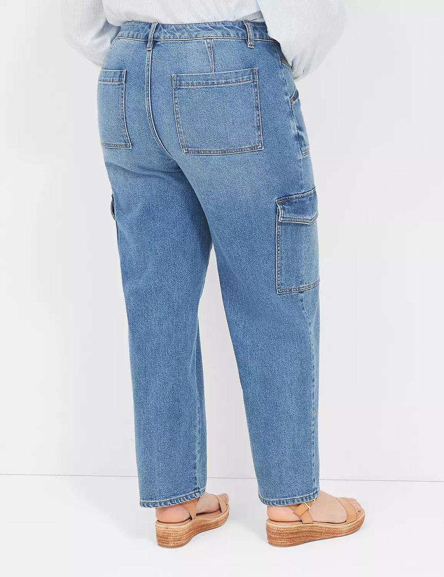 Lane Bryant Straight Cargo Jeans Donna Blu | ZHB7087ZY