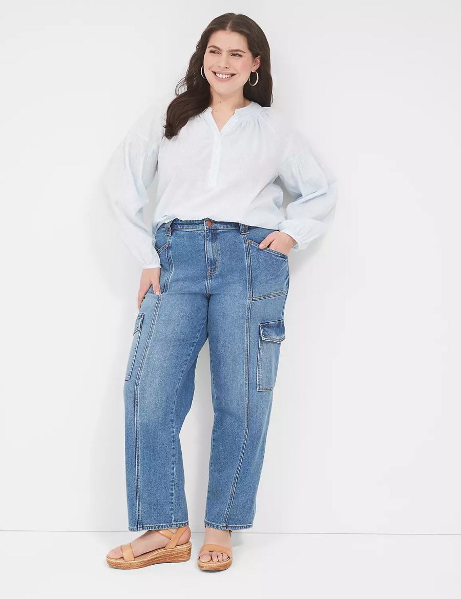 Lane Bryant Straight Cargo Jeans Donna Blu | ZHB7087ZY