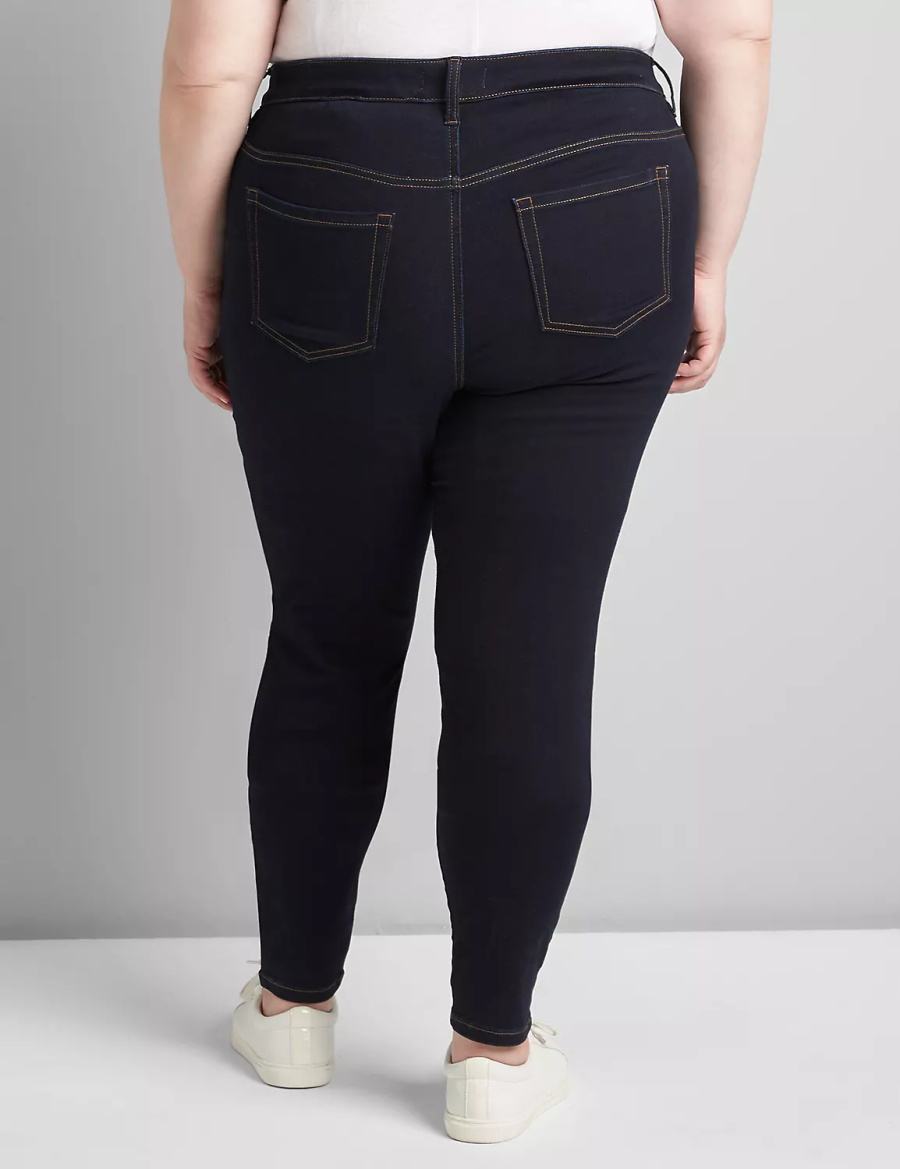 Lane Bryant Straight Fit High-Rise Sateen Skinny Jeans Donna Blu Scuro | MRQ1749SI