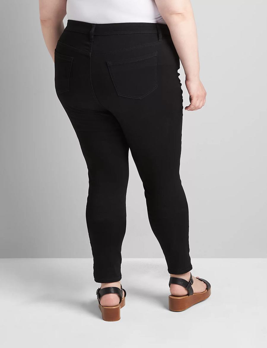 Lane Bryant Straight Fit High-Rise Sateen Skinny Jeans Donna Nere | SES979OJ