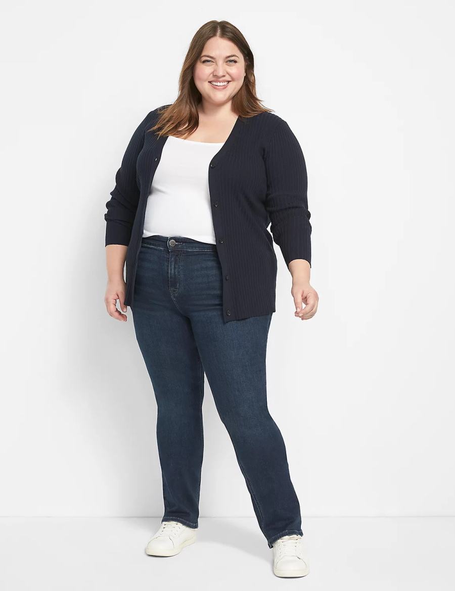 Lane Bryant Straight Fit High-Rise Straight Jeans Donna Blu Scuro | LGO9047MC