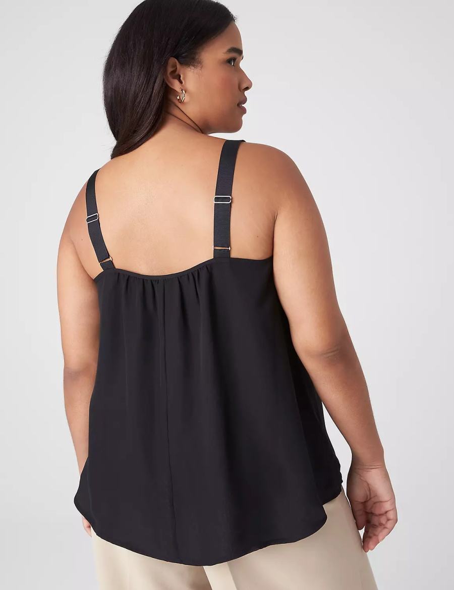 Lane Bryant Straight Hem Cami With Grosgrain Ribbon Straps Canotta Donna Nere | ZRA8356XE