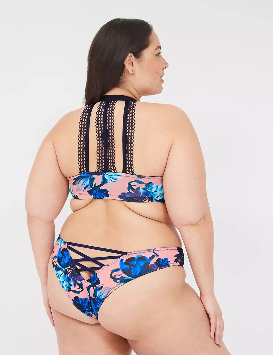 Lane Bryant Strappy-Back Tanga Slip Donna Rosa Blu | YZS7699CC