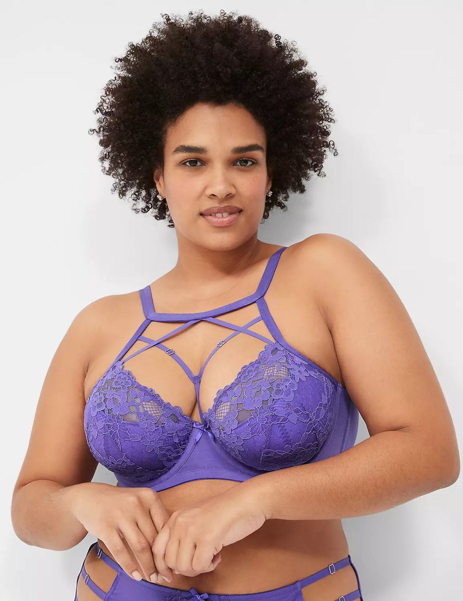 Lane Bryant Strappy High-Neck French Reggiseno A Balconcino Donna Viola | ZZE7285GS