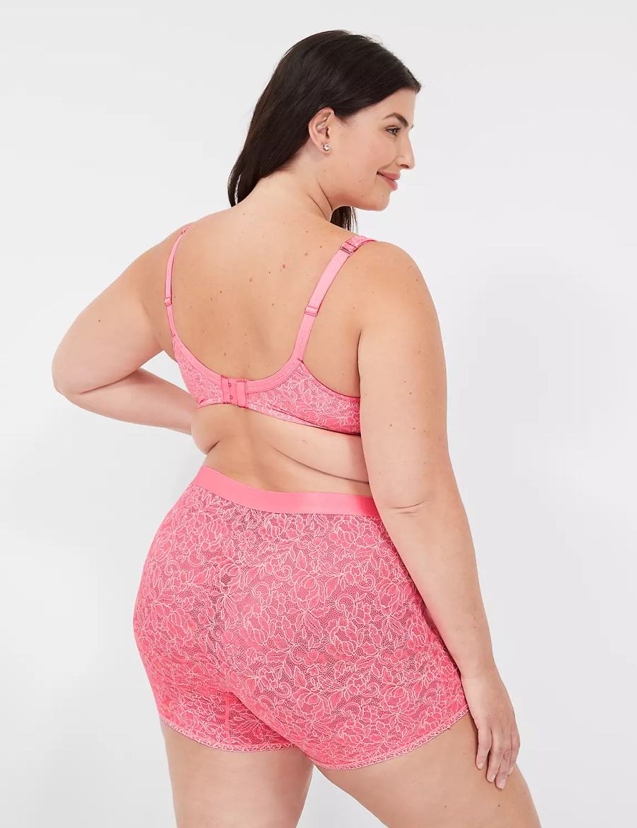 Lane Bryant Stretch Lace Boxer Slip Donna Rosa | OJB1428WG