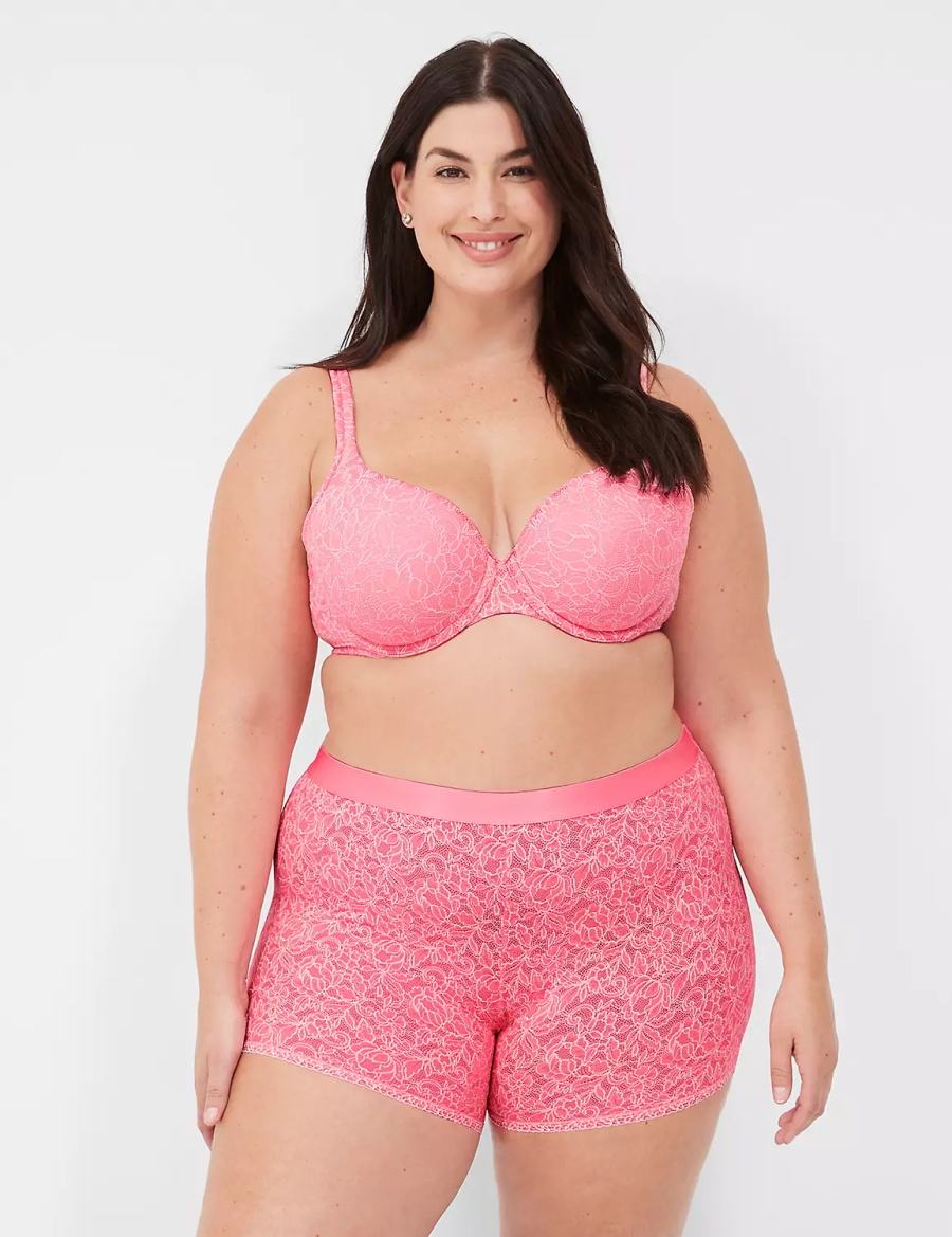 Lane Bryant Stretch Lace Boxer Slip Donna Rosa | OJB1428WG