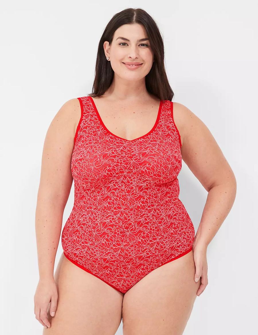 Lane Bryant Stretch Lace Cross-Dyed Body Donna Rosse | CUJ1295WE