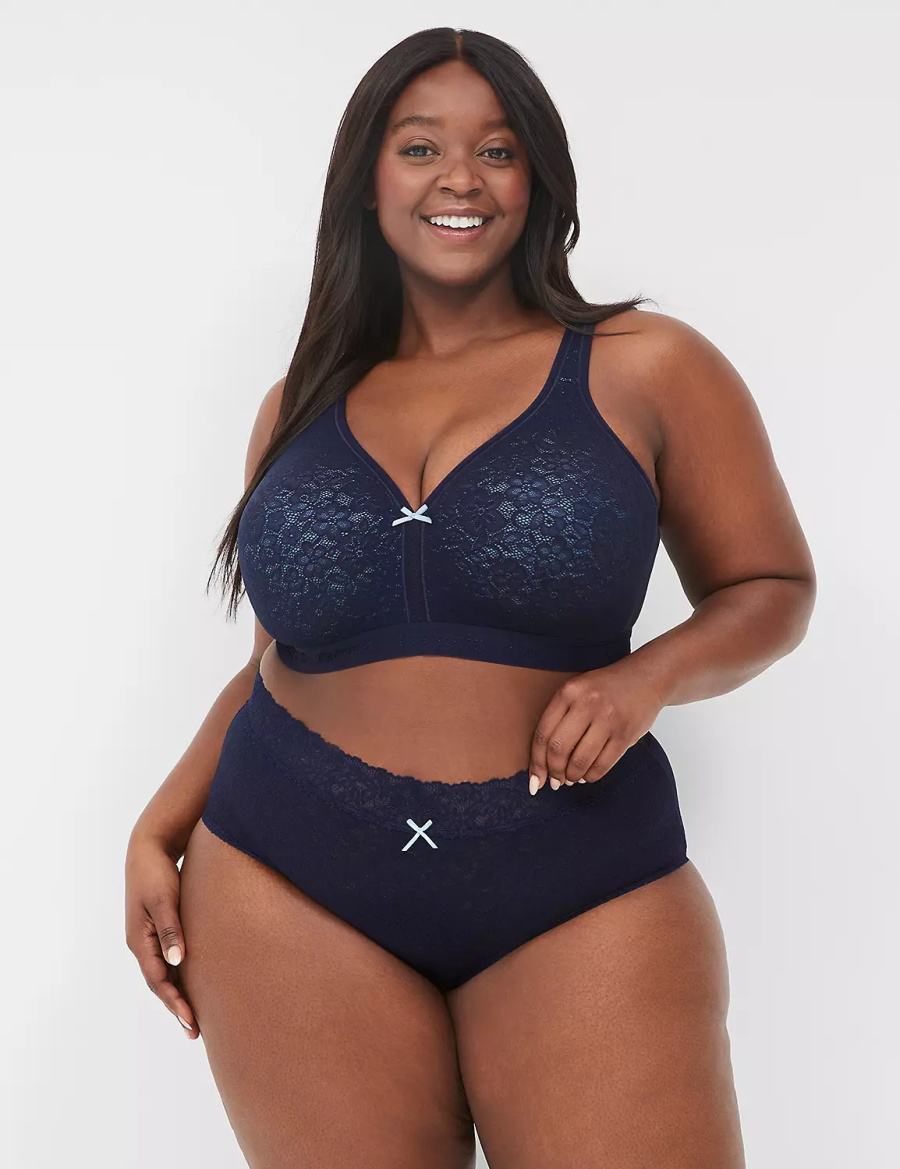 Lane Bryant Stretch Lace High-Leg Slip Donna Blu | OII3620PR