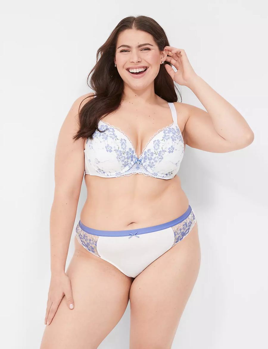 Lane Bryant Stretch Lace Mutandine Perizoma Donna Bianche | MZL5266VQ