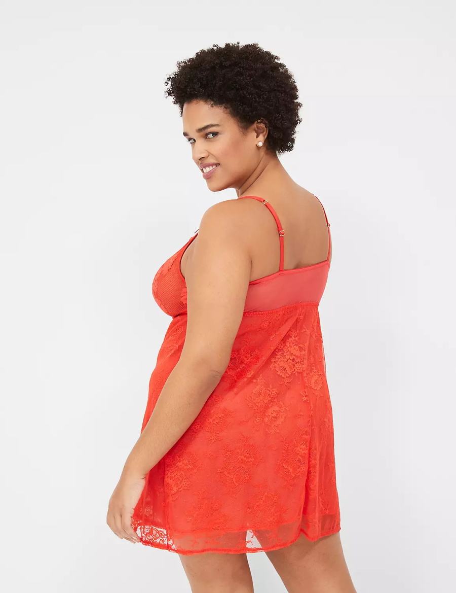 Lane Bryant Stretch Lace Slip Vestito Donna Rosse Profondo | SEL9488CW