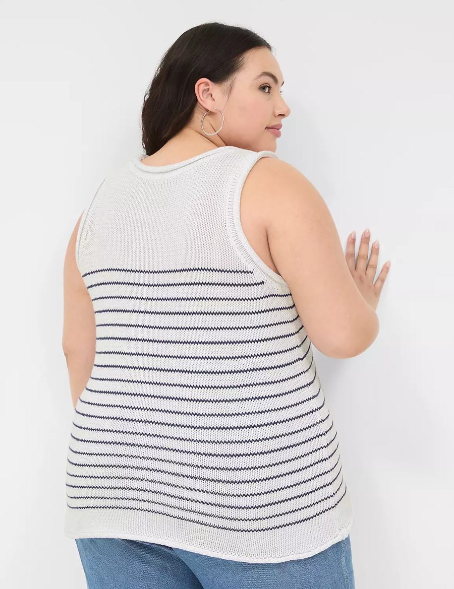 Lane Bryant Striped Canotta Donna Bianche | YLQ885RO