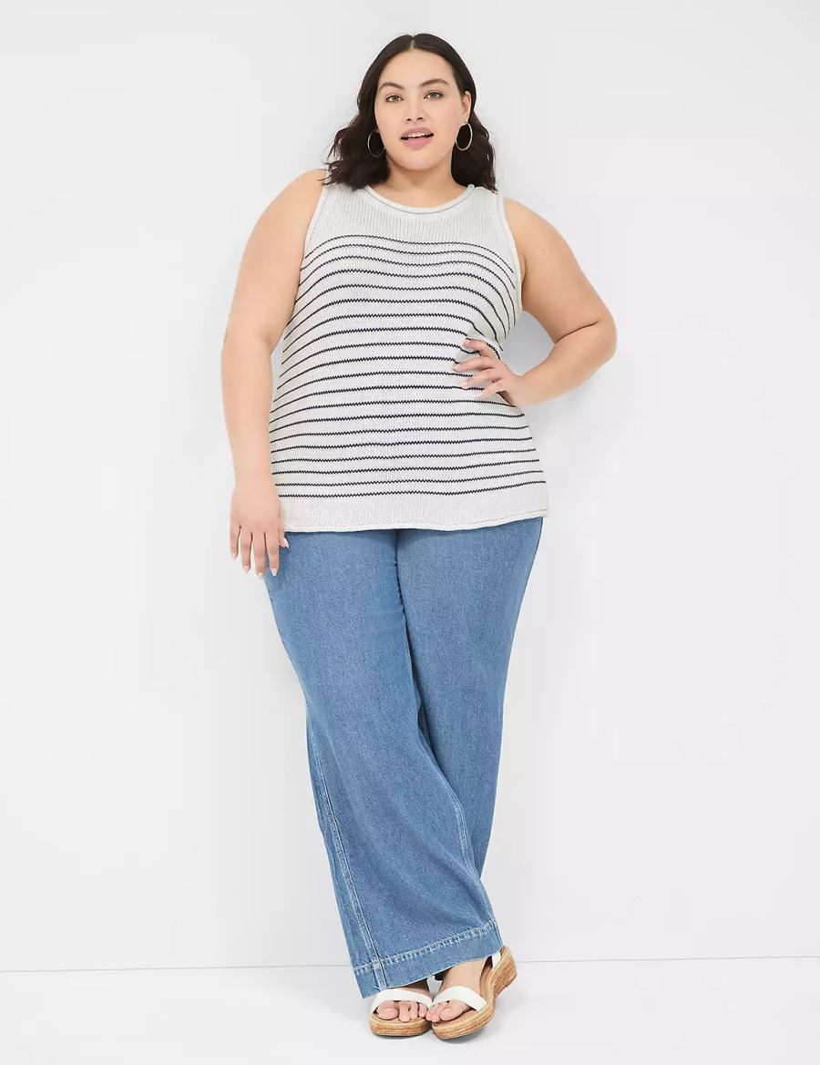 Lane Bryant Striped Canotta Donna Bianche | YLQ885RO