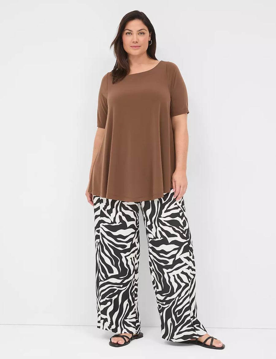 Lane Bryant Swing Boatneck Top Magliette Donna Marroni | XTP9283XB