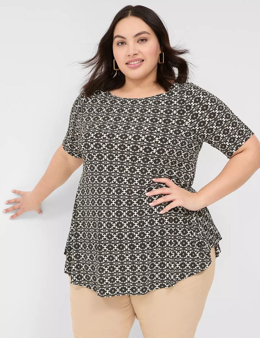 Lane Bryant Swing Boatneck Top Magliette Donna Nere | YFR4885RE